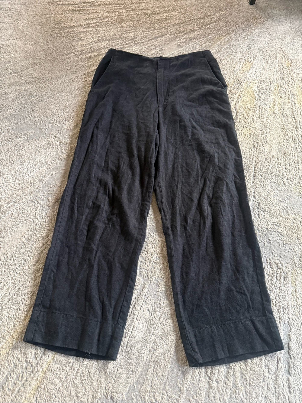 Gap black linen wide leg pants relaxed fit high rise breathable pull on 6